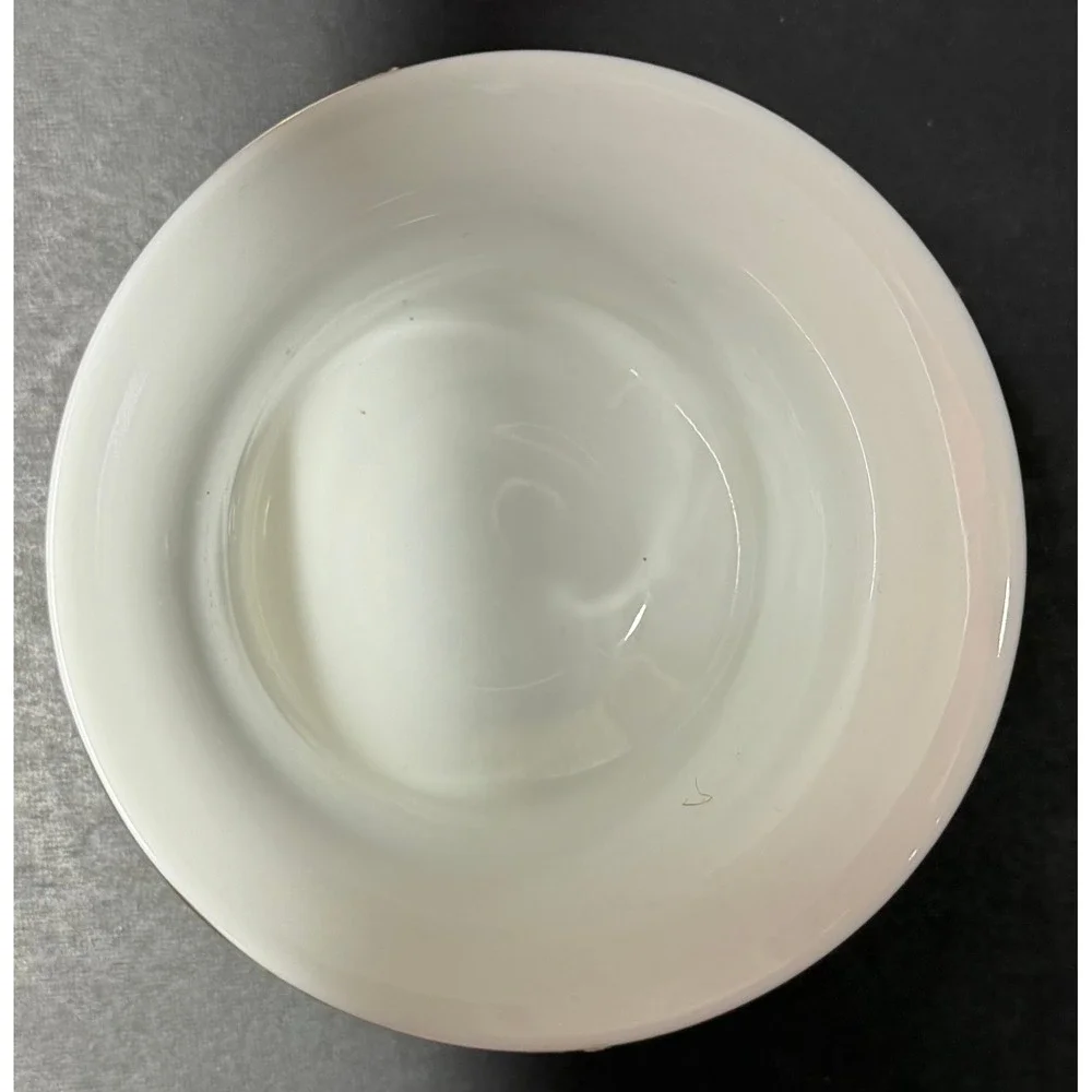 Vintage Chinese Porcelain Gaiwan Tea Set White Gold Rim‎ Dragon Calligraphy 3pc